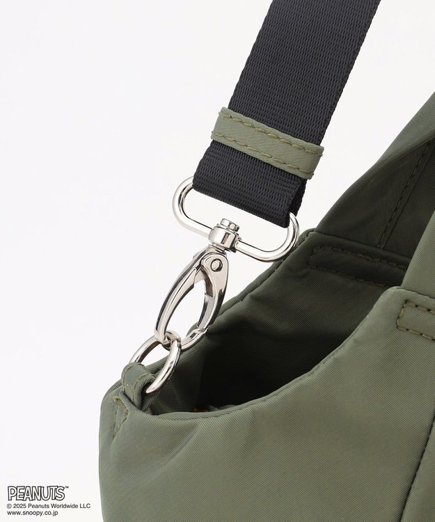 Y'SACCS SNOOPYデザイン サイドギャザー2wayトート　Sサイズ(レインボー） カーキ