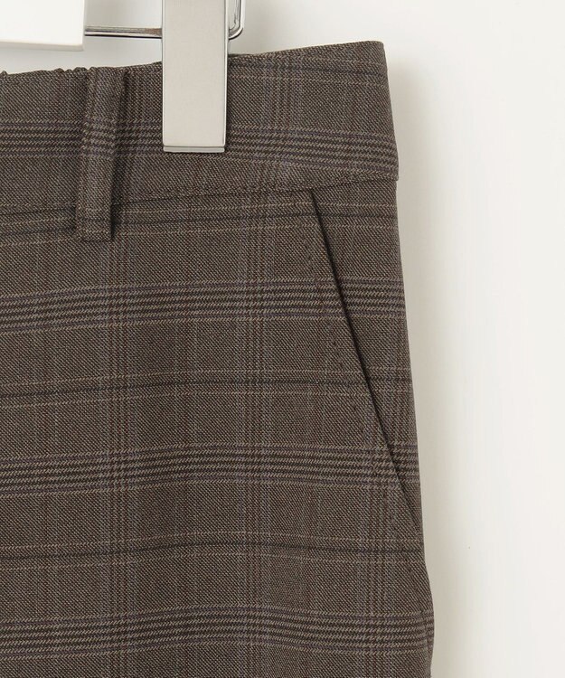 J.PRESS LADIES L 【洗える】T/Rアルガンシルクチェック ワイド パンツ ブラウンチェック系