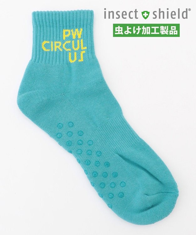 PW CIRCULUS 【虫よけ加工】【MEN】ブランドロゴ ショートソックス  ゴルフ ブルー系