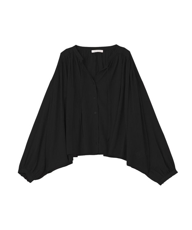 AMERICAN HOLIC スキッパーギャザーブラウス Black