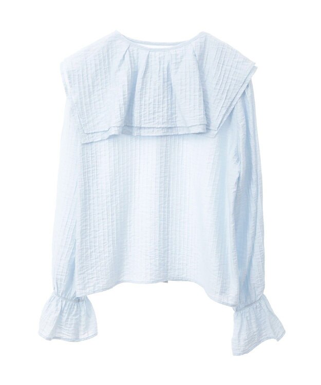 earth music&ecology ２ＷＡＹスクエアラッフルカラーブラウス Sax