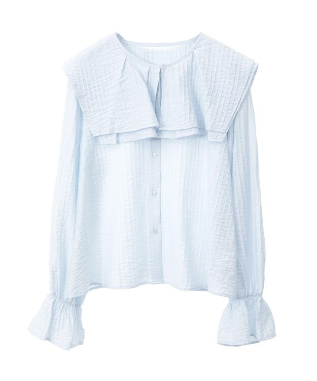 earth music&ecology ２ＷＡＹスクエアラッフルカラーブラウス Sax