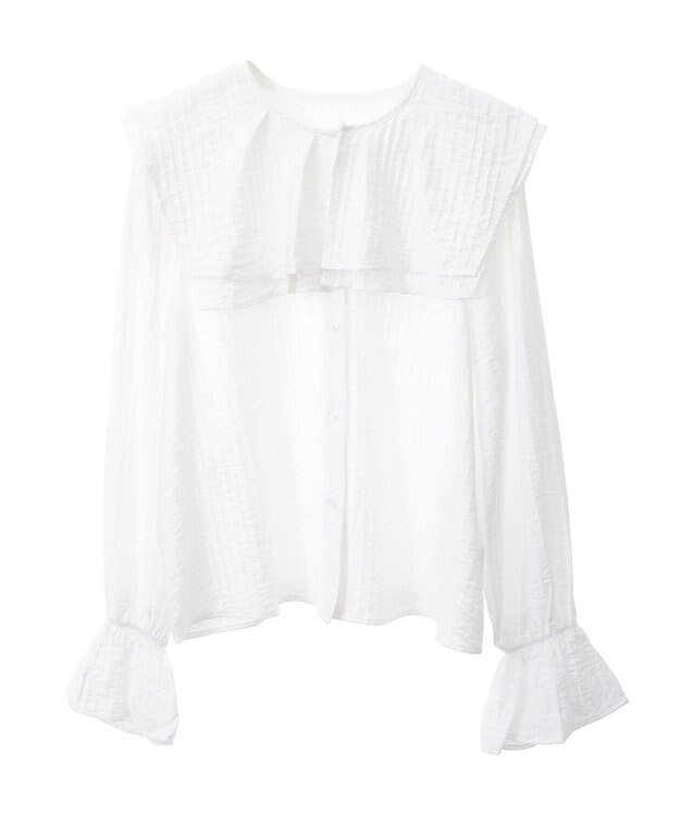 earth music&ecology ２ＷＡＹスクエアラッフルカラーブラウス Off White