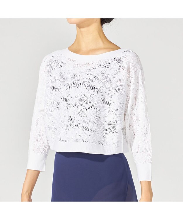 Chacott 【ノーソーイングニット】イージーフィットレーシーニットトップ ホワイト