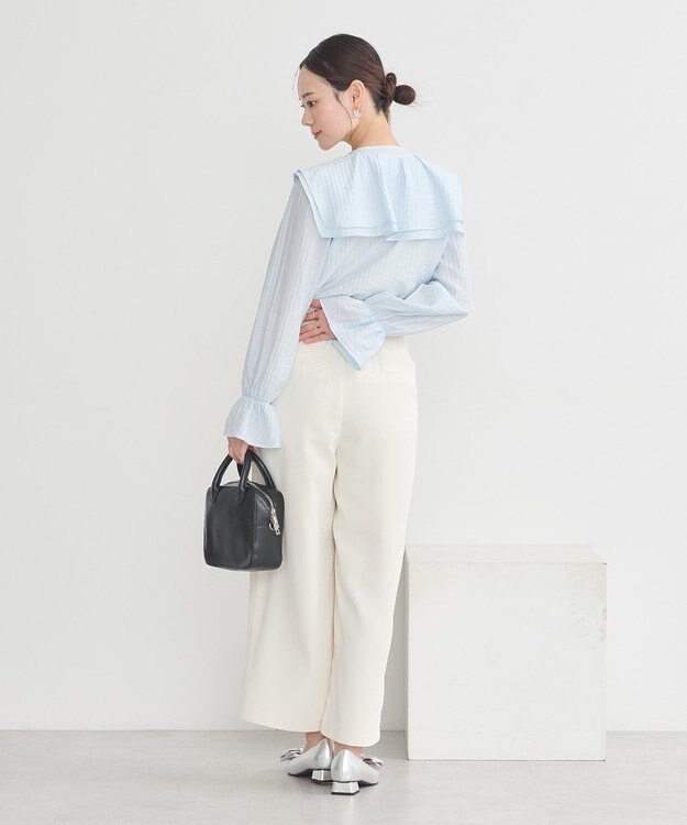 earth music&ecology ２ＷＡＹスクエアラッフルカラーブラウス Sax