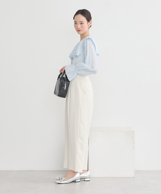 earth music&ecology ２ＷＡＹスクエアラッフルカラーブラウス Sax