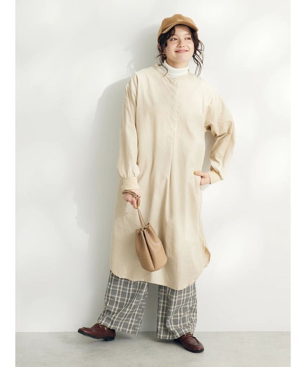 CRAFT STANDARD BOUTIQUE コーデュロイリブ付きワンピース Ivory