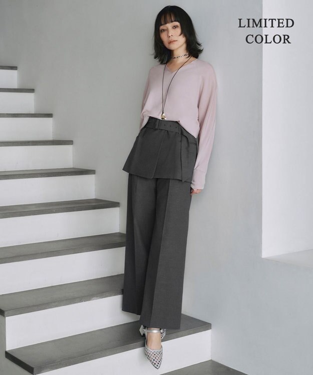 ICB L 【洗える】シンセティックハイゲージ Vネックニット ピンク系⁅WEB限定]