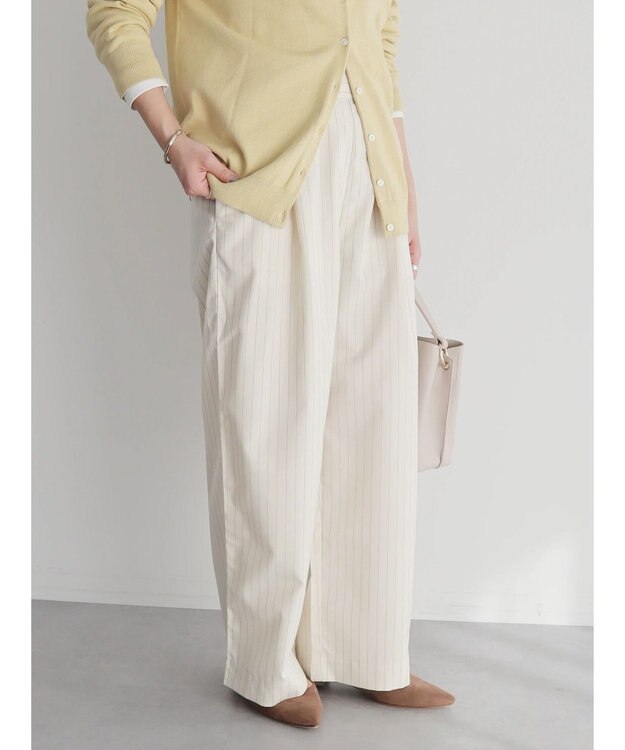 CRAFT STANDARD BOUTIQUE イージーケアピンストライプテーパードパンツ Stripe Ivory