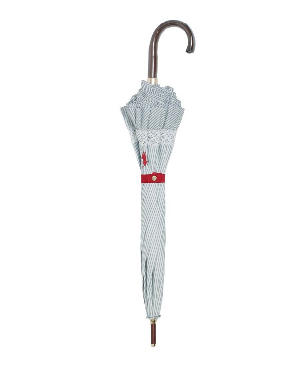 MOONBAT 【遮光/晴雨兼用】POLO RALPH LAUREN （ポロラルフローレン） 長傘 晴雨兼用日傘 ストライプフリル 遮光 遮熱 UV ダークブルー