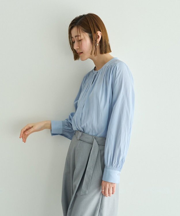 YECCA VECCA ギャザーブラウス Light Blue