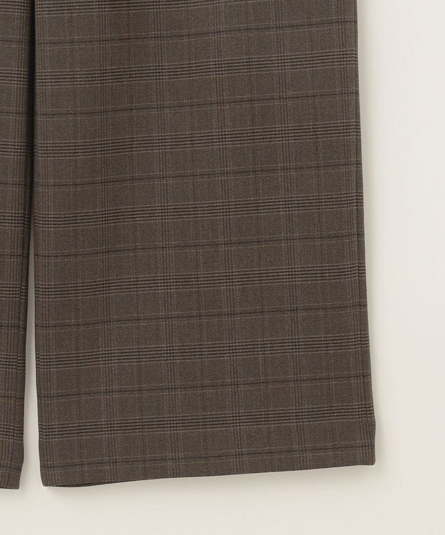 J.PRESS LADIES L 【洗える】T/Rアルガンシルクチェック ワイド パンツ ブラウンチェック系