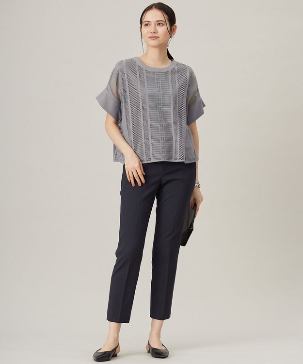 自由区 L 【洗える】レースエッジ Tシャツ&タンクトップセット トップス [新色]モスグレー