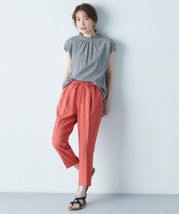 ANY 【UVケア/接触冷感/ウエストゴム】イージーケア美脚パンツⅡ テラコッタ