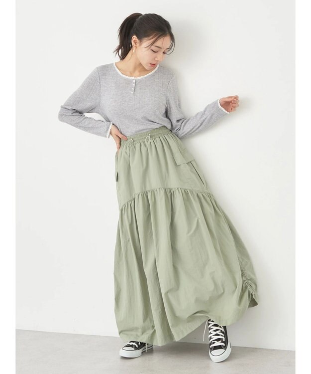 earth music&ecology アイレットジャガードタイトプルオーバー Gray Mixture