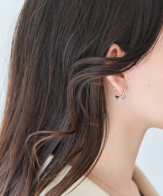 Phoebe 〈アレルギー対応〉ベーシックダブルフープセラミックピアス　シルバー シルバー