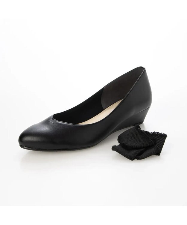 MODE ET JACOMO <MODE ET JACOMO>２WAYリボンコサージュウエッジパンプス ブラック