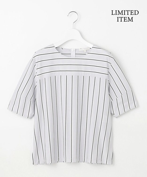 自由区 S 【WEB限定・洗える】ストライプハイゲージジャージー カットソー グレー