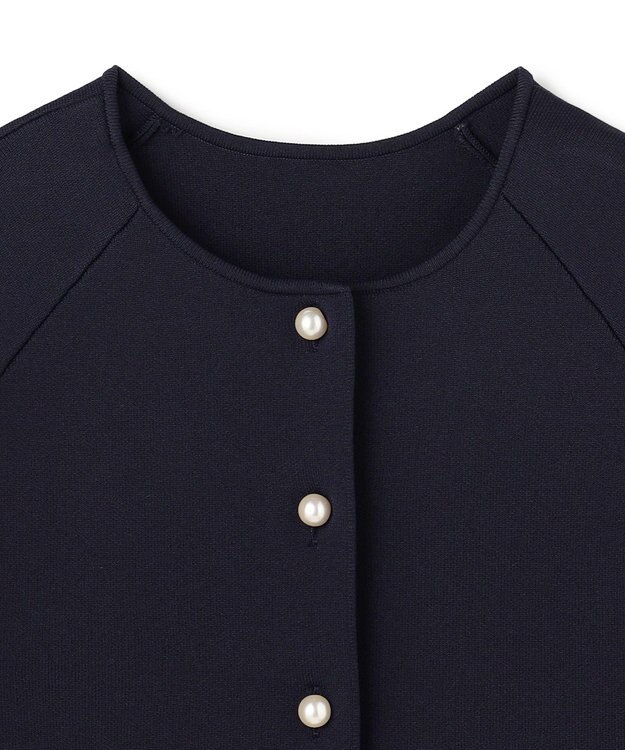 UNFILO L BEAUTY FORM KNIT パールボタン カーディガン ネイビー