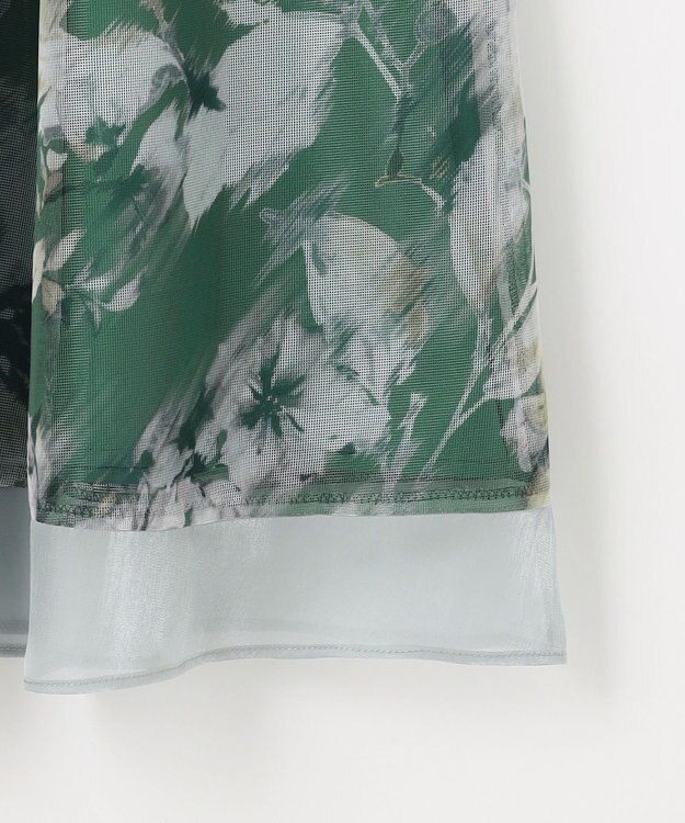 ANY SIS 【WEB・一部店舗限定】ハッチングフラワープリント スカート グリーン系