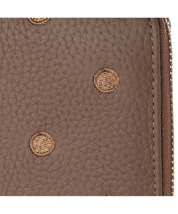 UNBILLION ペルケ perche / 牛革ドット刺繍ラウンド長財布 オーク