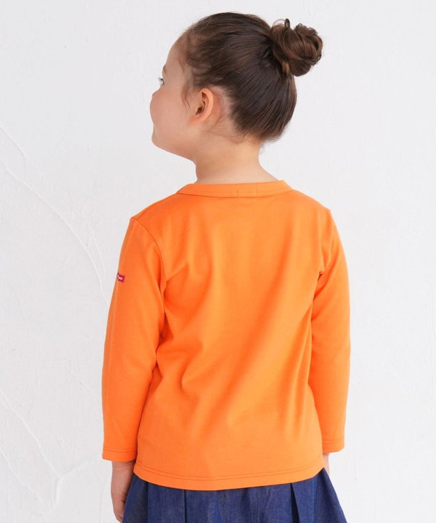 MIKI HOUSE HOT BISCUITS 【80-120cm】 カラフルロゴ 長袖Tシャツ オレンジ