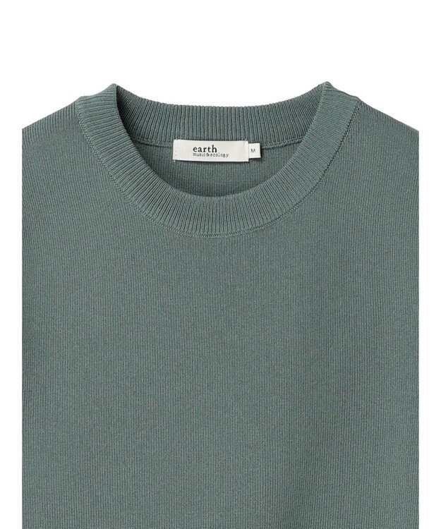 earth music&ecology 総針クルーネックハンソデプルオーバー Green