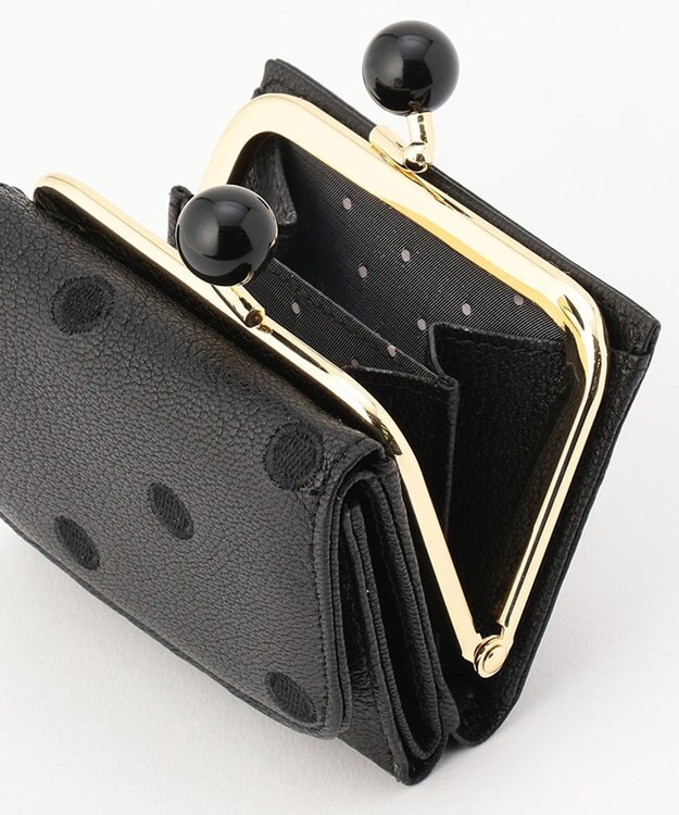 UNBILLION perche アクリル玉三つ折りミニサイフ ブラックドット