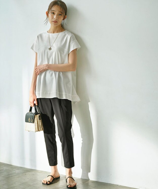 組曲 【接触冷感・吸湿冷感・UVカット】スタイルアップジャージー パンツ ブラック系