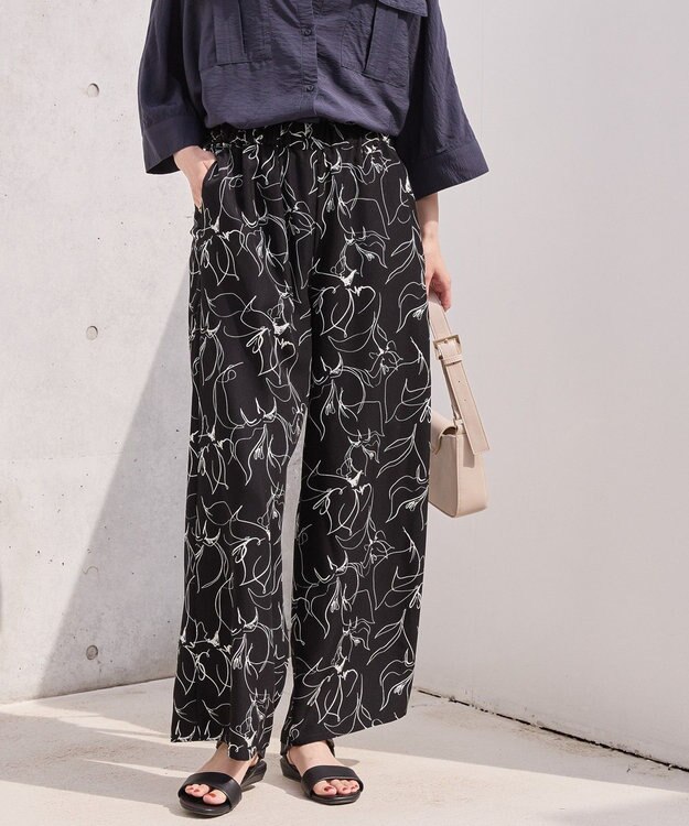 AMERICAN HOLIC 【WEB限定】アソートギャザー柄パンツ Black