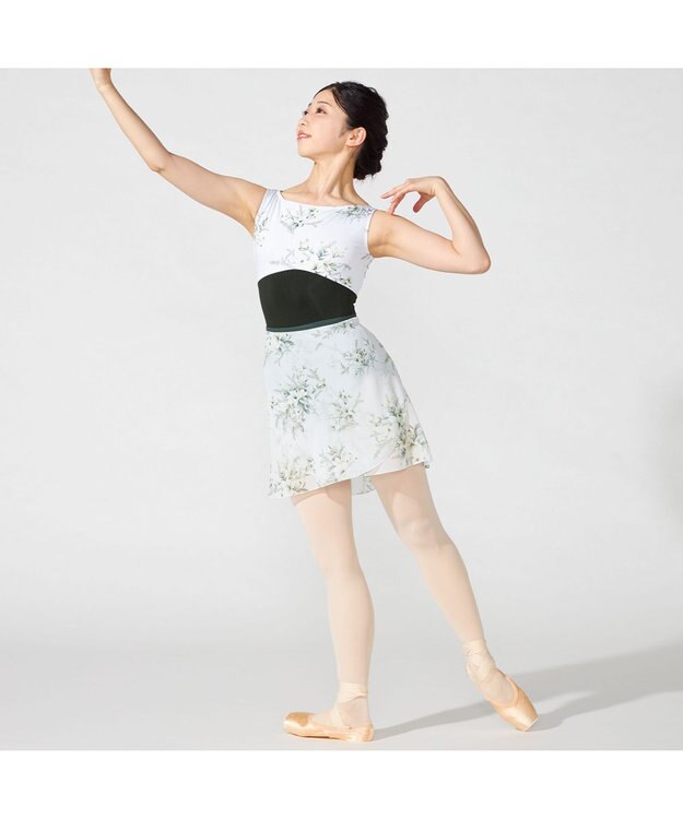 Chacott 巻きスカート グリーンプリント