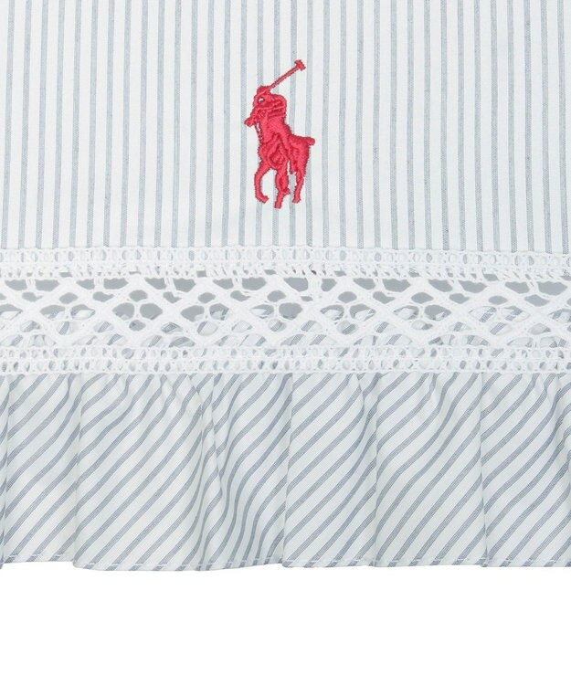 MOONBAT 【遮光/晴雨兼用】POLO RALPH LAUREN （ポロラルフローレン） 長傘 晴雨兼用日傘 ストライプフリル 遮光 遮熱 UV ダークブルー