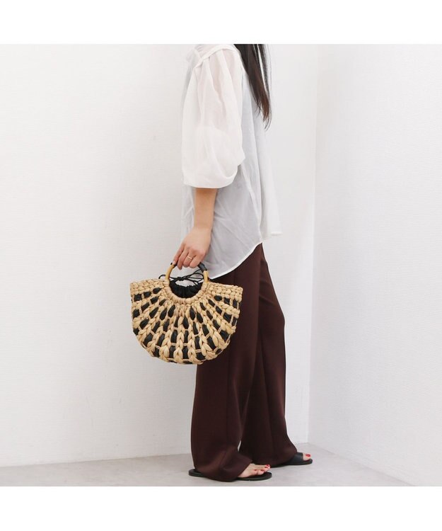 UNBILLION カシュカシュ cachecache / バンクワンコンビラウンドカゴバッグ ブラック