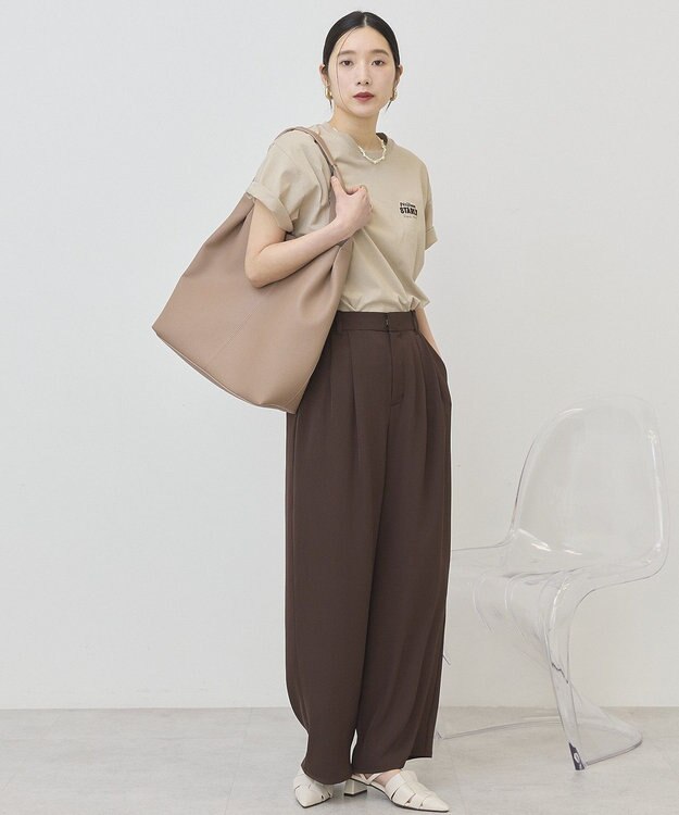 AMERICAN HOLIC 【イージーケア】ドレープパンツ Brown