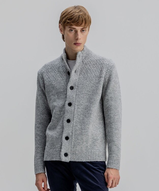 JOSEPH HOMME ツイストメランジ　ニットカーディガン ライトグレー系