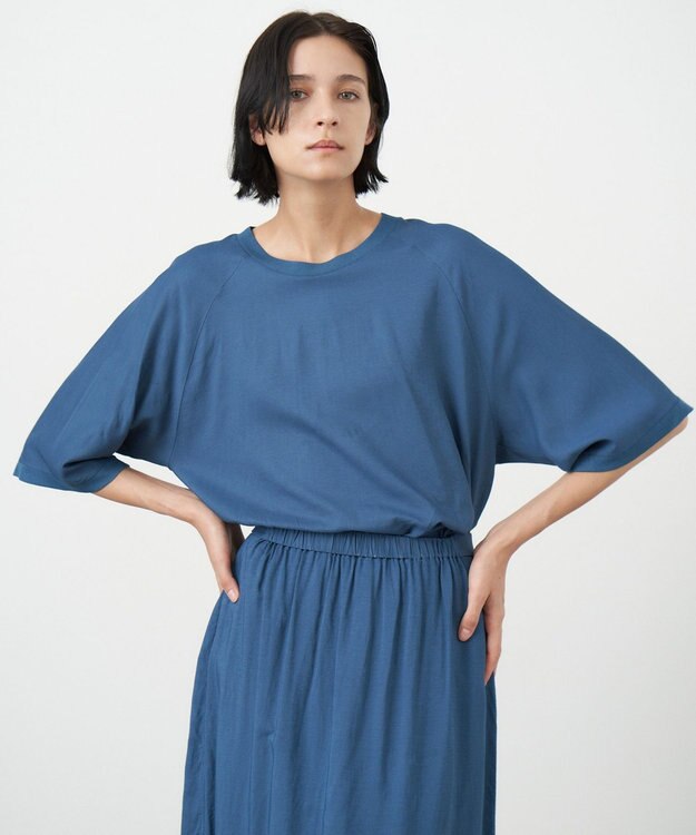 ATON VISCOSE CLOTH | ラグランスリーブTシャツ NAVY