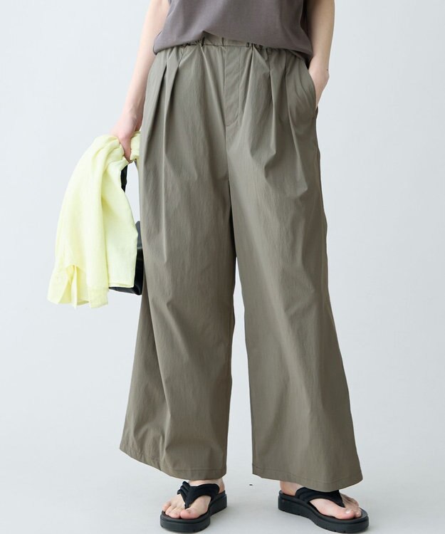 ANY L 撥水ナイロンタックパンツ カーキ