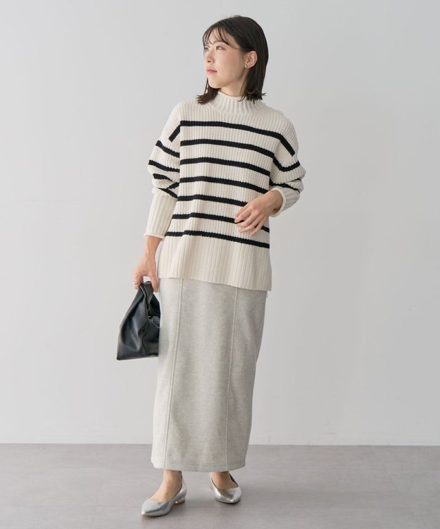 Green Parks ｍｏｋｏモールモックネックニットプルオーバー Border