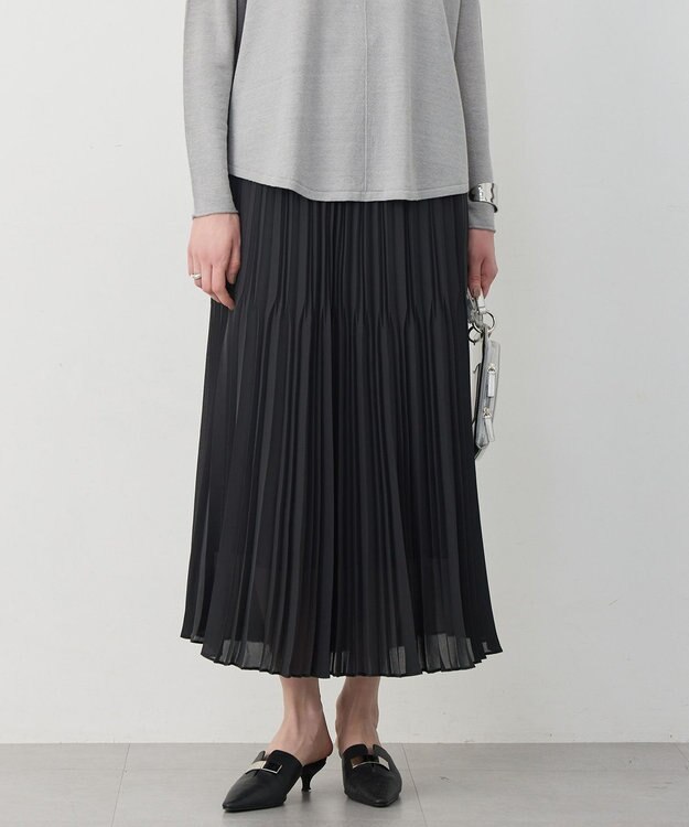 ICB L 【先行予約】ライトジョーゼットプリーツ スカート チャコール