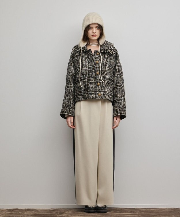 GRACE CONTINENTAL パディングツイードジャケット ベージュ