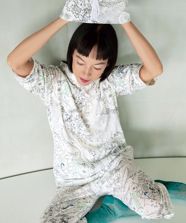 tsumori chisato SLEEP ツモリチサト パジャマ 綿100%(本体) 天竺素材 7分袖 長袖 8分丈 レディース UDT216 /ワコール アイボリー