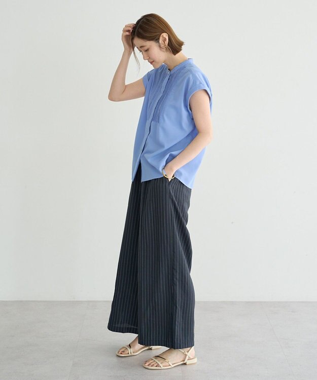 YECCA VECCA スモッキングピンタックシャツ Blue