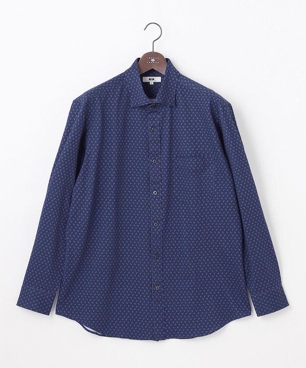 JOSEPH ABBOUD 【キングサイズ・綿100％・ストレッチ】コ ンフォートジャージープリントシャツ ネイビー系5