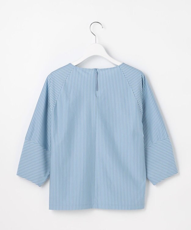 自由区 S ストライプコットンタイプライター サックス×オフ