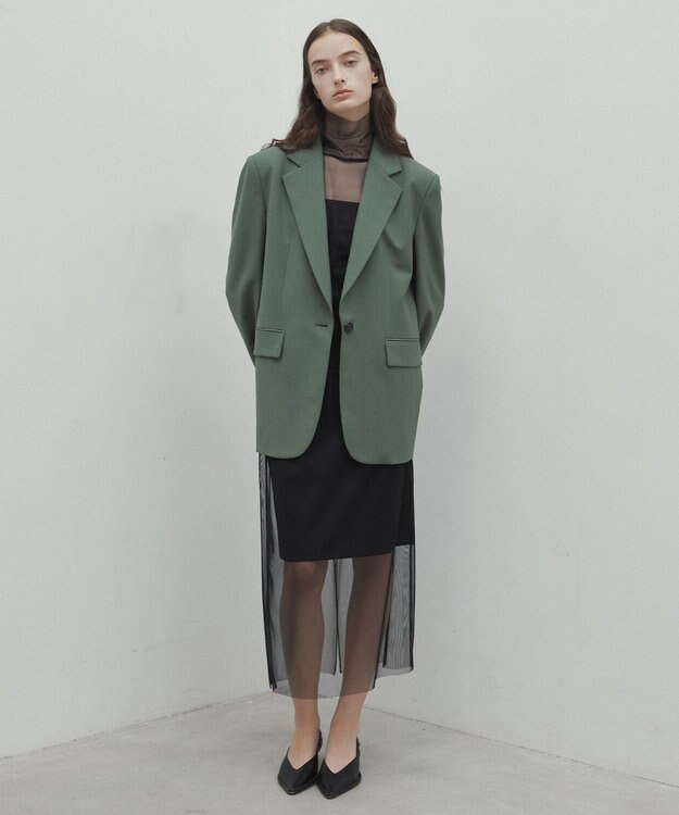 BEIGE， 【洗える】TAMARIX / ストレッチチュールIラインスカート Black