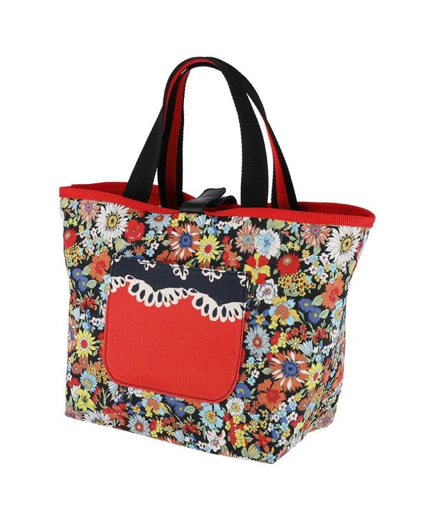 tsumori chisato CARRY ダイヤモンドフラワー ハンドバッグ 手提げ リバーシブル 花柄 ブラック