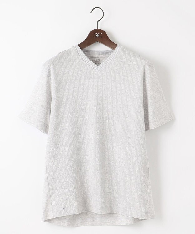 JOSEPH ABBOUD 【オーガニックコットン使用・日本製】JOEコットンサッカー Vネック Tシャツ ライトグレー系7
