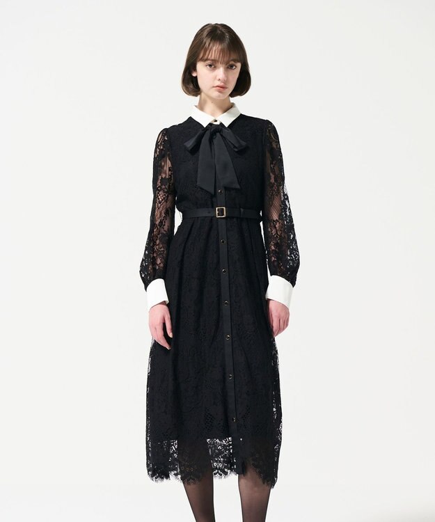 GRACE CONTINENTAL コードレースシャツドレス ブラック