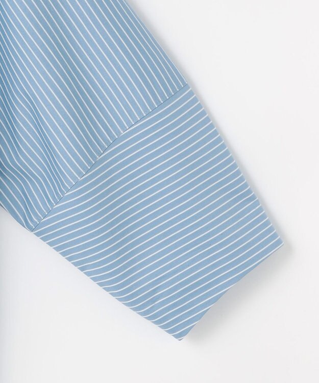 自由区 S ストライプコットンタイプライター サックス×オフ