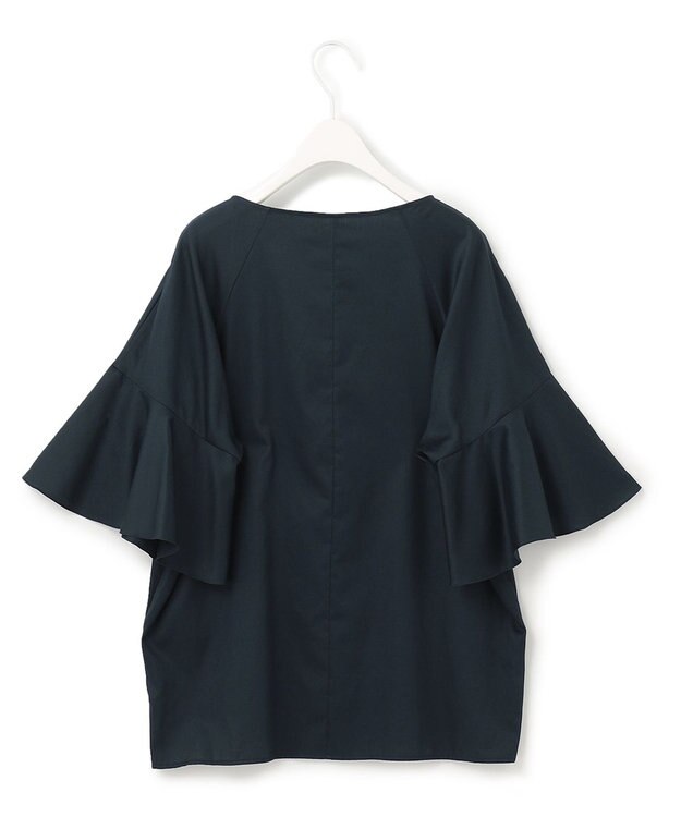 ICB 【洗える】コットンサテン　フレアスリーブブラウス パイングリーン系